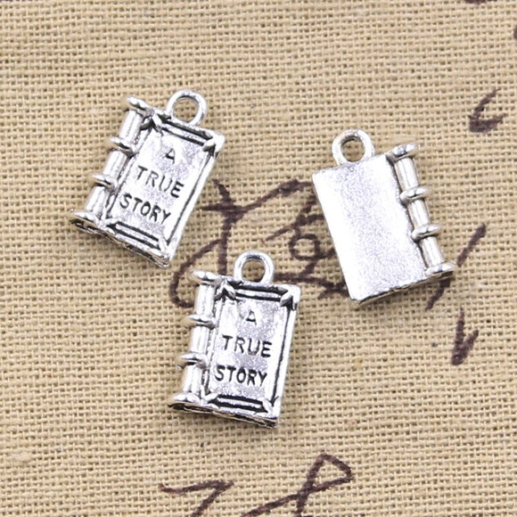 10pcs Charms True Story Book 18x12mm Antique Silver Color Pendants DIY Crafts Making Findings Handmade Tibetan Jewelry