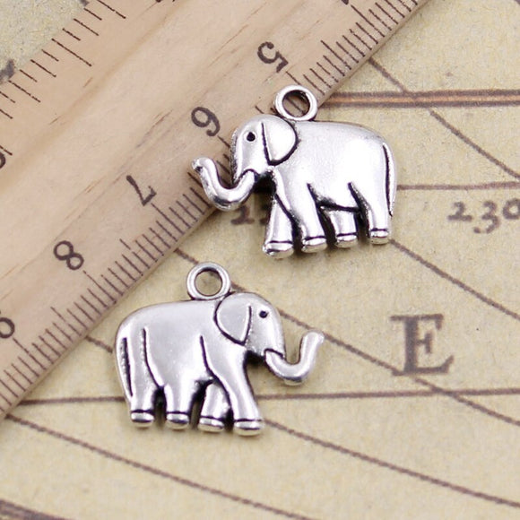 10pcs Charms Two Sided Elephant 21x18x5mm Tibetan Silver Color Pendants Antique Jewelry Making DIY Handmade Craft