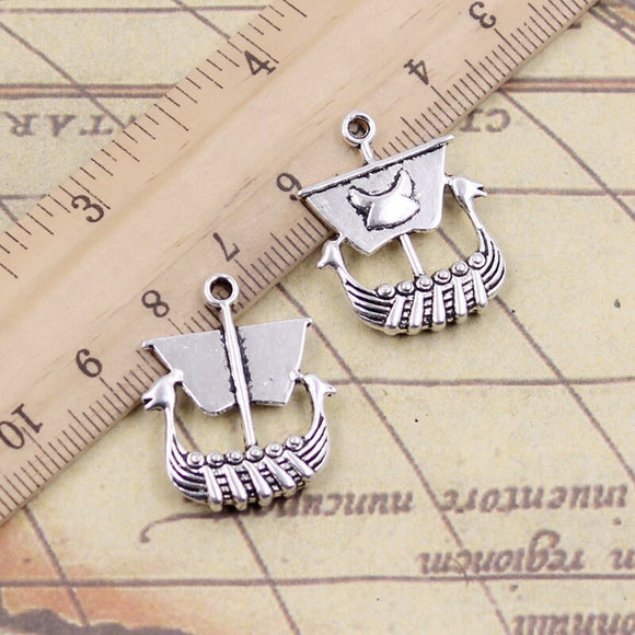 10pcs Charms Viking Ship Boat 26x21mm Tibetan Silver Color Pendants Antique Jewelry Making DIY Handmade Craft