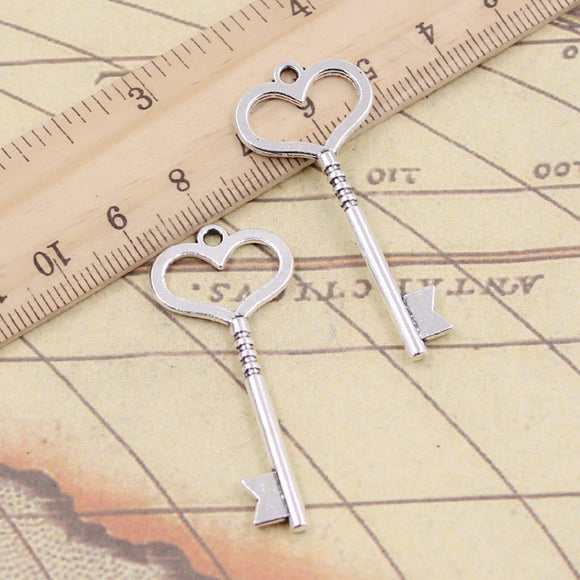 10pcs Charms Vintage Skeleton Key 46x19mm Tibetan Bronze Silver Color Pendants Antique Jewelry Making DIY Handmade Craft