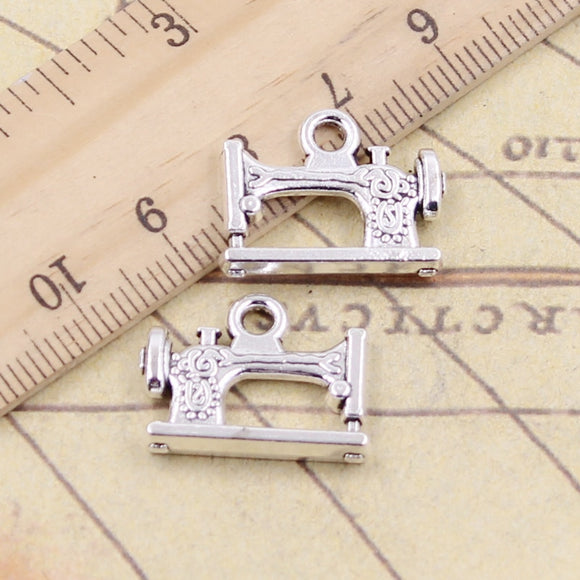 10pcs Charms Vintage Treadle Sewing Machine 20x15mm Tibetan Silver Color Pendants Antique Jewelry Making DIY Handmade Craft