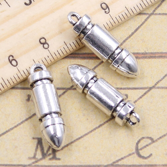 10pcs Charms War Bullet Cartridge 25x7x7mm Tibetan Silver Color Pendants Antique Jewelry Making DIY Handmade Craft Pendant