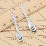 10pcs Charms Western Food Fork 48x9mm Tibetan Silver Color Pendants Antique Jewelry Making DIY Handmade Craft