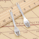 10pcs Charms Western Food Fork 48x9mm Tibetan Silver Color Pendants Antique Jewelry Making DIY Handmade Craft