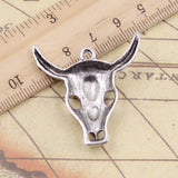 10pcs Charms Yak Skull Bull Head 37x35mm Tibetan Silver Color Pendants Antique Jewelry Making DIY Handmade Craft Pendant