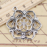 10pcs Charms Yoga Flower Life Datura Stramonium 43x35mm Tibetan Silver Color Pendants Antique Jewelry Making DIY Handmade Craft