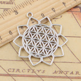 10pcs Charms Yoga Flower Life Datura Stramonium 48x44mm Tibetan Silver Color Pendants Antique Jewelry Making DIY Handmade Craft
