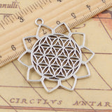 10pcs Charms Yoga Flower Life Datura Stramonium 48x44mm Tibetan Silver Color Pendants Antique Jewelry Making DIY Handmade Craft