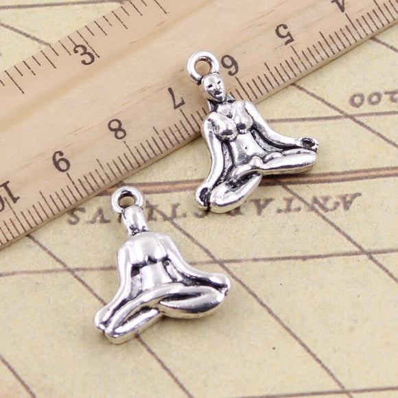 10pcs Charms Yoga Girl Lotus Pose Padmasana 21x18mm Tibetan Silver Color Pendants Antique Jewelry Making DIY Craft Pendant