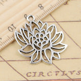 10pcs Charms Yoga Lotus Flower 31x27mm Tibetan Silver Color Pendants Antique Jewelry Making DIY Handmade Craft