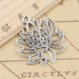 10pcs Charms Yoga Lotus Flower 31x27mm Tibetan Silver Color Pendants Antique Jewelry Making DIY Handmade Craft