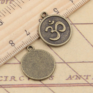 10pcs Charms Yoga OM 21x18mm Tibetan Bronze Silver Color Pendants Antique Jewelry Making DIY Handmade Craft