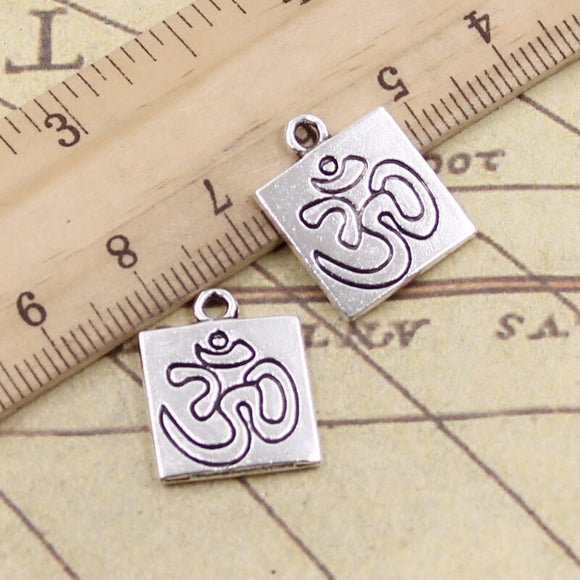 10pcs Charms Yoga Om 18x15mm Tibetan Silver Color Pendants Antique Jewelry Making DIY Handmade Craft