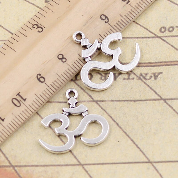 10pcs Charms Yoga Om 23x21mm Tibetan Silver Color Pendants Antique Jewelry Making DIY Handmade Craft
