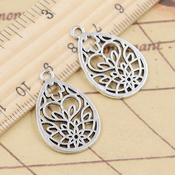 10pcs Charms Yoga Water Lotus 28x18mm Tibetan Silver Color Pendants Antique Jewelry Making DIY Handmade Craft
