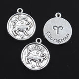 10pcs Charms Zodiac Aries Capricron Aquarius Cancer Leo Libra Taurus 20x17mm Bronze Silver Color Pendants Jewelry DIY Making