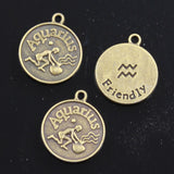 10pcs Charms Zodiac Aries Capricron Aquarius Cancer Leo Libra Taurus 20x17mm Bronze Silver Color Pendants Jewelry DIY Making