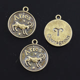 10pcs Charms Zodiac Aries Capricron Aquarius Cancer Leo Libra Taurus 20x17mm Bronze Silver Color Pendants Jewelry DIY Making