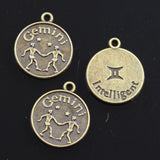 10pcs Charms Zodiac Aries Capricron Aquarius Cancer Leo Libra Taurus 20x17mm Bronze Silver Color Pendants Jewelry DIY Making