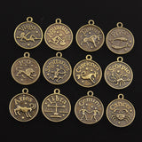 10pcs Charms Zodiac Aries Capricron Aquarius Cancer Leo Libra Taurus 20x17mm Bronze Silver Color Pendants Jewelry DIY Making
