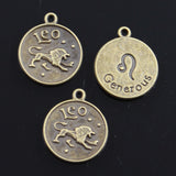 10pcs Charms Zodiac Aries Capricron Aquarius Cancer Leo Libra Taurus 20x17mm Bronze Silver Color Pendants Jewelry DIY Making