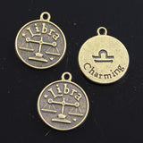 10pcs Charms Zodiac Sagittarius Scorpio  Aquarius Cancer Leo Libra Taurus 20x17mm Mixed Bronze Pendants Jewelry DIY Making Gift