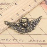 10pcs Charms angel wings cupid 50x23mm Tibetan Bronze Silver Color Pendants Antique Jewelry Making DIY Handmade Craft