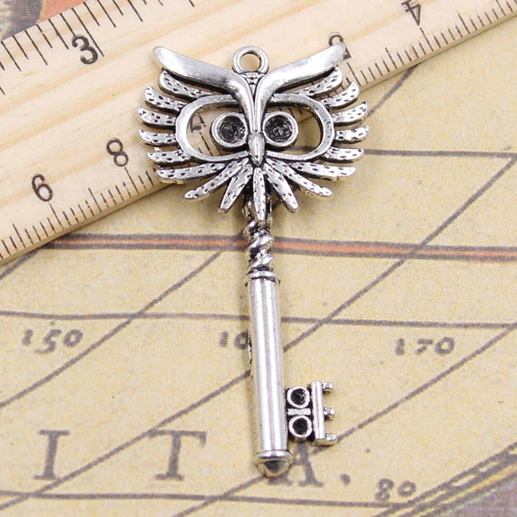 10pcs Charms big eye owl treasure key 54x28mm Tibetan Silver Color Pendants Antique Jewelry Making DIY Handmade Craft