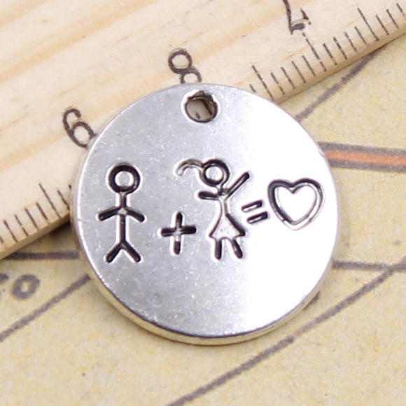 10pcs Charms boy girl love lover 22x22mm Tibetan Silver Color Pendants Antique Jewelry Making DIY Handmade Craft