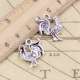 10pcs Charms cock rooster 22x18mm Tibetan Bronze Silver Color Pendants Antique Jewelry Making DIY Handmade Craft