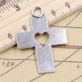 10pcs Charms cross heart cut 41x30mm Tibetan Silver Color Pendants Antique Jewelry Making DIY Handmade Craft