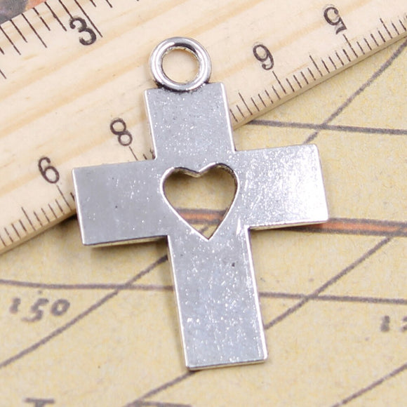 10pcs Charms cross heart cut 41x30mm Tibetan Silver Color Pendants Antique Jewelry Making DIY Handmade Craft