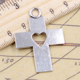 10pcs Charms cross heart cut 41x30mm Tibetan Silver Color Pendants Antique Jewelry Making DIY Handmade Craft