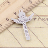 10pcs Charms cross jesus 34x24mm Tibetan Silver Color Pendants Antique Jewelry Making EF3721