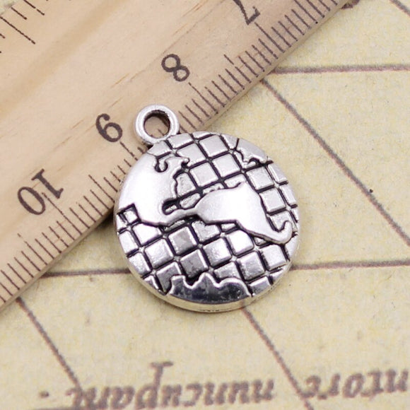 10pcs Charms earth globe 24x20mm Tibetan Bronze Silver Color Pendants Antique Jewelry Making DIY Handmade Craft