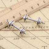 10pcs Charms fitness equipment dumbbell 34x12x12mm Tibetan Bronze Silver Color Pendants Antique Making DIY Handmade Jewelry