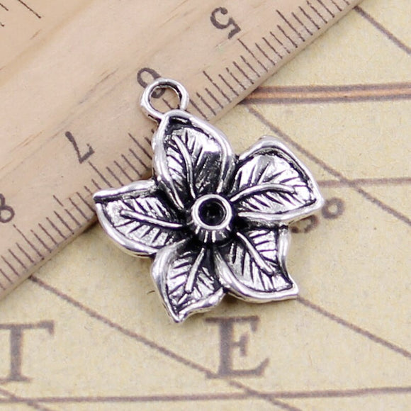 10pcs Charms flower 25x22mm Tibetan Silver Color Pendants Antique Jewelry Making DIY Handmade Craft