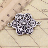 10pcs Charms flower link connector 40x28mm Tibetan Bronze Silver Color Pendants Antique Jewelry Making DIY Handmade Craft