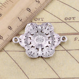 10pcs Charms flower link connector 40x28mm Tibetan Bronze Silver Color Pendants Antique Jewelry Making DIY Handmade Craft