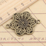 10pcs Charms flower link connector 40x28mm Tibetan Bronze Silver Color Pendants Antique Jewelry Making DIY Handmade Craft