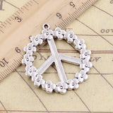 10pcs Charms flower peace symbol 41x38mm Tibetan Silver Color Pendants Antique Jewelry Making DIY Handmade Craft