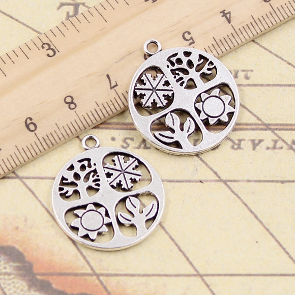 10pcs Charms four seasons spring summer autumn winter 28x24mm Tibetan Silver Color Pendants Antique Making DIY Handmade Jewelry