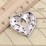 10pcs Charms heart flower 30x30mm Tibetan Bronze Silver Color Pendants Antique Jewelry Making DIY Handmade Craft