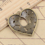 10pcs Charms heart flower 30x30mm Tibetan Bronze Silver Color Pendants Antique Jewelry Making DIY Handmade Craft