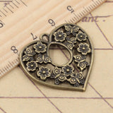 10pcs Charms heart flower 30x30mm Tibetan Bronze Silver Color Pendants Antique Jewelry Making DIY Handmade Craft