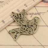 10pcs Charms hollow peace dove 36x32mm Tibetan Bronze Silver Color Pendants Antique Jewelry Making DIY Handmade Craft