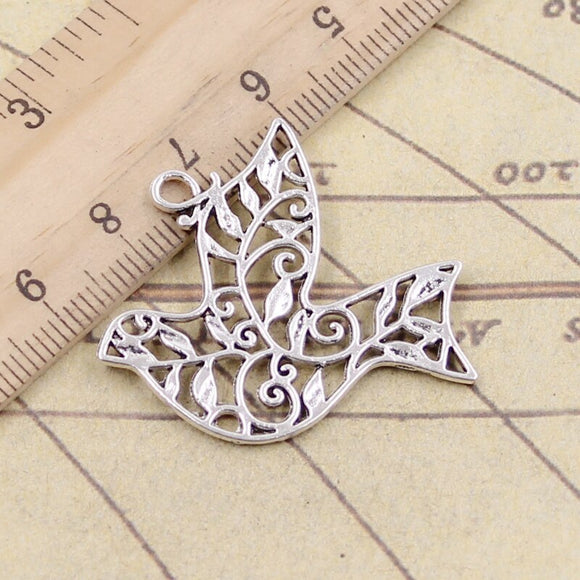 10pcs Charms hollow peace dove 36x32mm Tibetan Bronze Silver Color Pendants Antique Jewelry Making DIY Handmade Craft