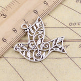 10pcs Charms hollow peace dove 36x32mm Tibetan Bronze Silver Color Pendants Antique Jewelry Making DIY Handmade Craft