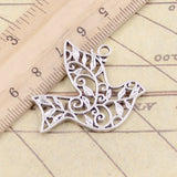 10pcs Charms hollow peace dove 36x32mm Tibetan Bronze Silver Color Pendants Antique Jewelry Making DIY Handmade Craft
