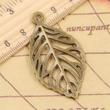 10pcs Charms hollow tree leaf 49x26mm Tibetan Bronze Silver Color Pendants Antique Jewelry Making DIY Handmade Craft